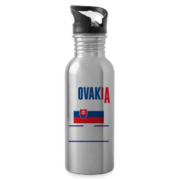 Slowakische Slowakei Slowakische Flagge Zitat - Trinkflasche mit integriertem Trinkhalm - Lightsilver - Rechts