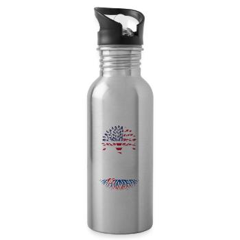 Slovak Slovakia Slovak Flag Quote - Water bottle with straw - silver - Right