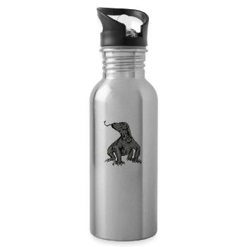 Komodowaran I Komododrache Motiv für Reptilien - Trinkflasche mit integriertem Trinkhalm - Lightsilver - Rechts