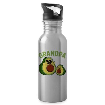Grandfather of Babycado Guacamole Avocado Lover - Water bottle with straw - silver - Right