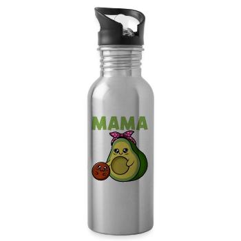 Mom of Babycado Guacamole Avocado Lover - Water bottle with straw - silver - Right