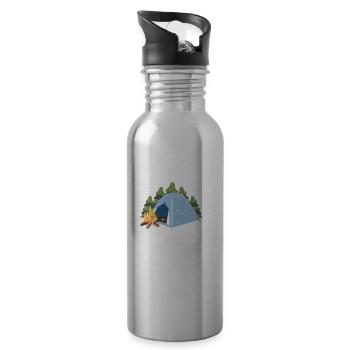 When it comes to my grandchildren and camping - Water bottle with straw - silver - Right