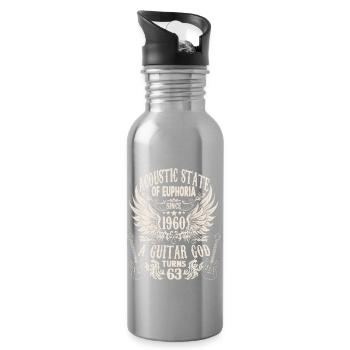 Guitarists Birthday 1960 Born 63 years - Water bottle with straw - silver - Right