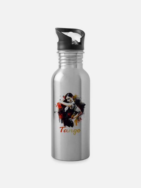 Tango Tanz für einen Tango Tänzer Tänzerinnen - Trinkflasche mit integriertem Trinkhalm - Lightsilver