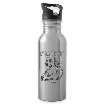 Dalmatiner Papa mit Dalmatiner Kind - Trinkflasche mit integriertem Trinkhalm - Lightsilver - Rechts
