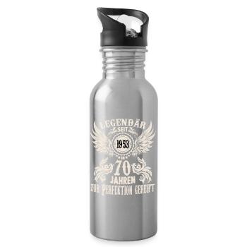 Geburtstags Shirt für 70 jährige Legende Ehrentag - Trinkflasche mit integriertem Trinkhalm - Lightsilver - Rechts