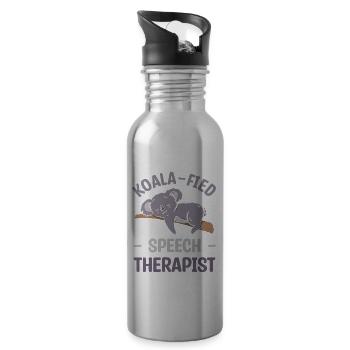 Koala-Fied Speech Therapist Pathologist SLP - Water bottle with straw - silver - Right