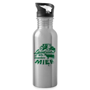 "Landwirt - Wir machen Mief" - Trinkflasche mit integriertem Trinkhalm - Lightsilver - Rechts