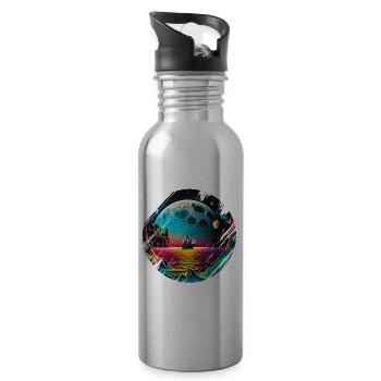 Fantasy Universum Planet Schiff Meer - Trinkflasche mit integriertem Trinkhalm - Lightsilver - Rechts