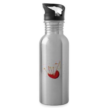 Bagpipes for pipers and Scots - Water bottle with straw - silver - Right
