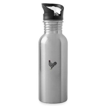 Amrock Huhn I Chicken Geflügel Motiv für - Trinkflasche mit integriertem Trinkhalm - Lightsilver - Rechts