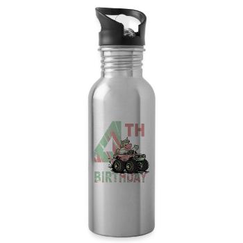 Girl's birthday 4 years I am already 4 years old - Water bottle with straw - silver - Right