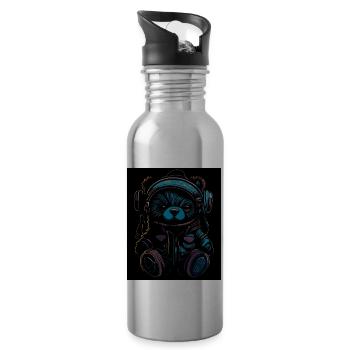 GAMING DESING I GAMER I ZOCKER - Trinkflasche mit integriertem Trinkhalm - Lightsilver - Rechts