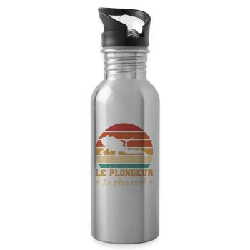 Retro Le Plongeur Le Plus Cool Plongée - Gourde avec paille intégrée - argent clair - Droite