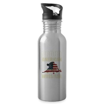 Proud American Wrestler Show Fight Stunt - Water bottle with straw - silver - Right