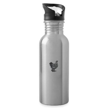 Brahma Hühner I Chicken Geflügel Motiv für - Trinkflasche mit integriertem Trinkhalm - Lightsilver - Rechts