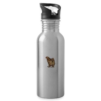 Brahma Hühner I Chicken Geflügel Motiv für - Trinkflasche mit integriertem Trinkhalm - Lightsilver - Rechts