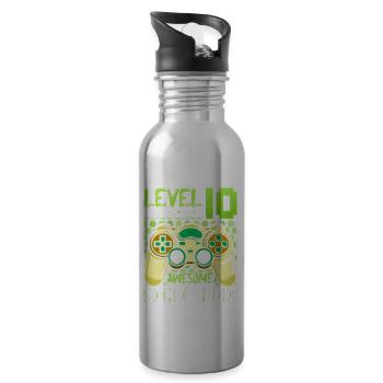 Level 10 Unlocked Awesome Since 2013 - Trinkflasche mit integriertem Trinkhalm - Lightsilver - Rechts