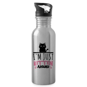 Funny Cat Lovers Gift For Cats Mom - Water bottle with straw - silver - Right