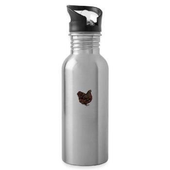 Brahma Hühner I Chicken Geflügel Motiv für - Trinkflasche mit integriertem Trinkhalm - Lightsilver - Rechts