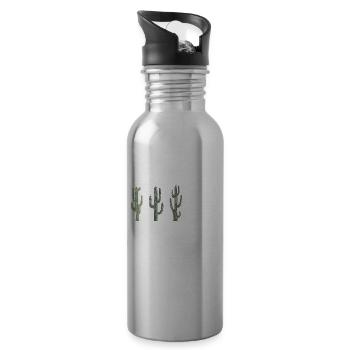 Funny Saguaro Cactus Lover Gift - Water bottle with straw - silver - Right