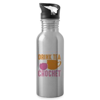 Just Want To Drink Tea And Crochet Chai Tea - Water bottle with straw - silver - Right