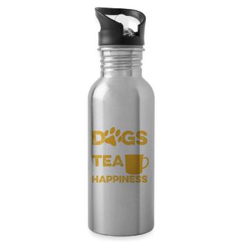 Hunde Und Tee Chai Trinker Teeliebhaber Chai Tee - Trinkflasche mit integriertem Trinkhalm - Lightsilver - Rechts