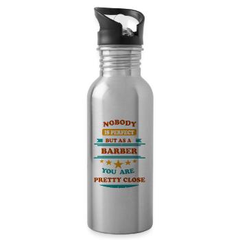 Nobody is perfect retro Barber - Trinkflasche mit integriertem Trinkhalm - Lightsilver - Rechts