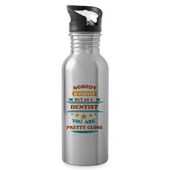 Nobody is perfect retro Dentist - Trinkflasche mit integriertem Trinkhalm - Lightsilver - Rechts