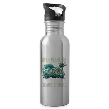 Funny Plants Garden Plant Jungle - Water bottle with straw - silver - Right