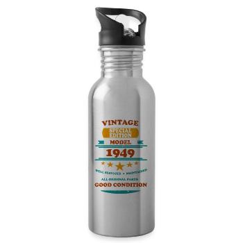 Vintage Retro 1949 - Water bottle with straw - silver - Right