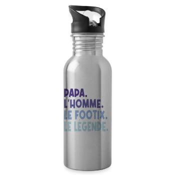 papa. l'homme. le footix. le légende. - Gourde avec paille intégrée - argent clair - Droite