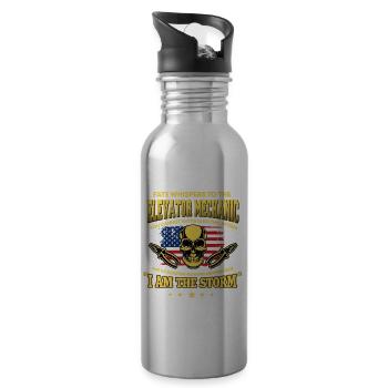 Toller Aufzugsmonteur Spruch - Trinkflasche mit integriertem Trinkhalm - Lightsilver - Rechts