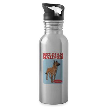 Belgian Shepherd Malinois Dog Gift - Water bottle with straw - silver - Right