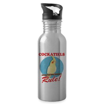 Cockatiels Bird Owner Bird Gift - Water bottle with straw - silver - Right