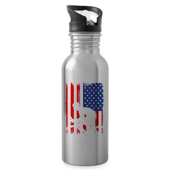 Cycling Usa Flag Bike Lovers Cyclists - Water bottle with straw - silver - Right