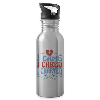 I Came I Cared I Charted 3 - Water bottle with straw - silver - Right