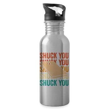 Funny Cornhole Corn Hole Retro - Water bottle with straw - silver - Right