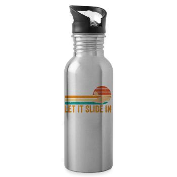 Funny Cornhole Corn Hole Retro - Water bottle with straw - silver - Right