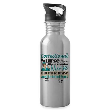 Prisons RN Correctional Nurse - Water bottle with straw - silver - Right