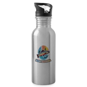 Vintage Rainbow Trout Whisperer - Gear for Fly - Trinkflasche mit integriertem Trinkhalm - Lightsilver - Rechts