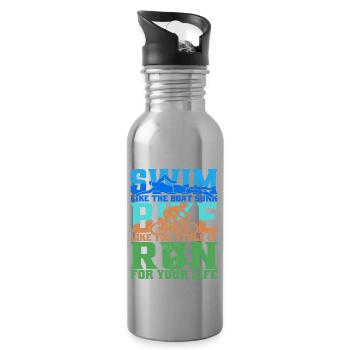Nager comme le bateau coulé, faire du vélo comme si tu l’avais volé - Gourde avec paille intégrée - argent clair - Droite