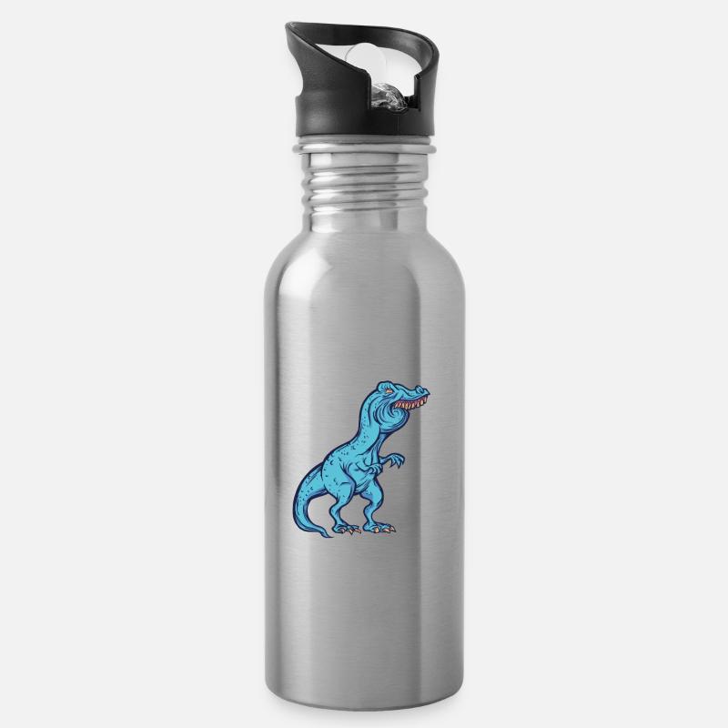 TRex Meme Dinosaur avec Overbite Steffen avec ph - Gourde avec paille intégrée - argent clair
