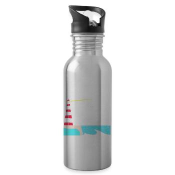 Nordsee Insel Möwe Leuchtturm - Trinkflasche mit integriertem Trinkhalm - Lightsilver - Rechts