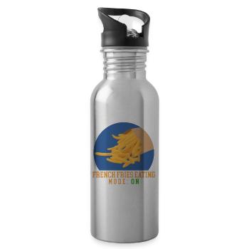 French fries fast food fast food fries gift - Water bottle with straw - silver - Right