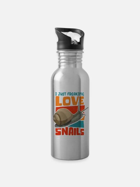 Schnecken lustige Schnecke Geschenk - Trinkflasche mit integriertem Trinkhalm - Lightsilver