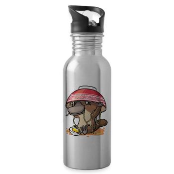 Kawaii Schnabeltier Mit Ramen Nudeln - Trinkflasche mit integriertem Trinkhalm - Lightsilver - Rechts