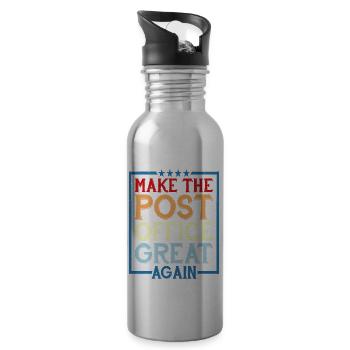 Make The Post Office Great Again - Water bottle with straw - silver - Right