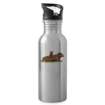Limousin Rind I Frankreich Rinderzucht für - Trinkflasche mit integriertem Trinkhalm - Lightsilver - Rechts