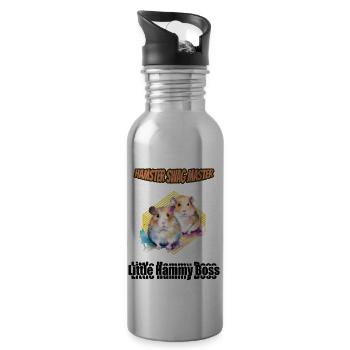 Hamster Nager Haustier Aquarell Geschenk - Trinkflasche mit integriertem Trinkhalm - Lightsilver - Rechts